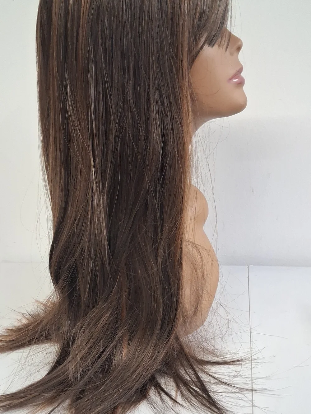 NWT  Long Layered Wig with Bangs - Chestnut Brown